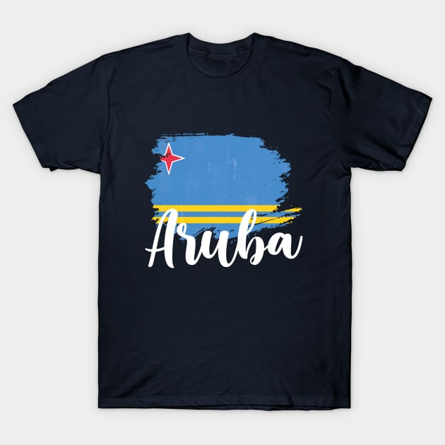 Aruba Map and Flag T-Shirt by HarlinDesign